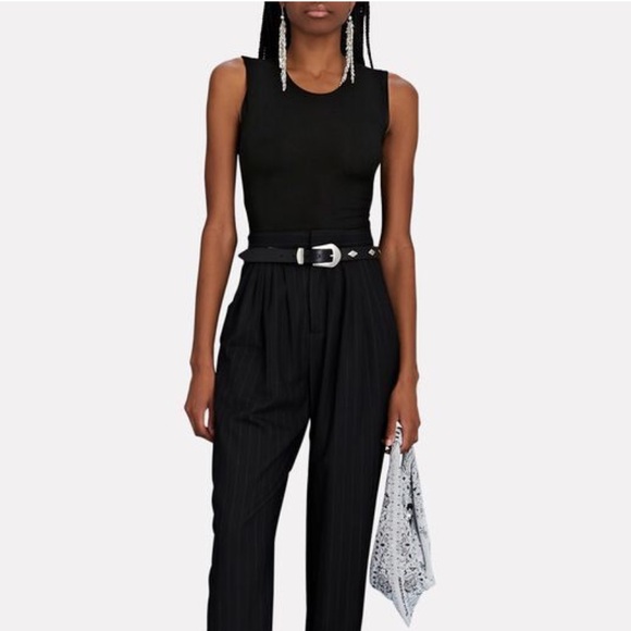 WEWOREWHAT Rib Jersey Scoop Neck Bodysuit Black Size S - Picture 3 of 6